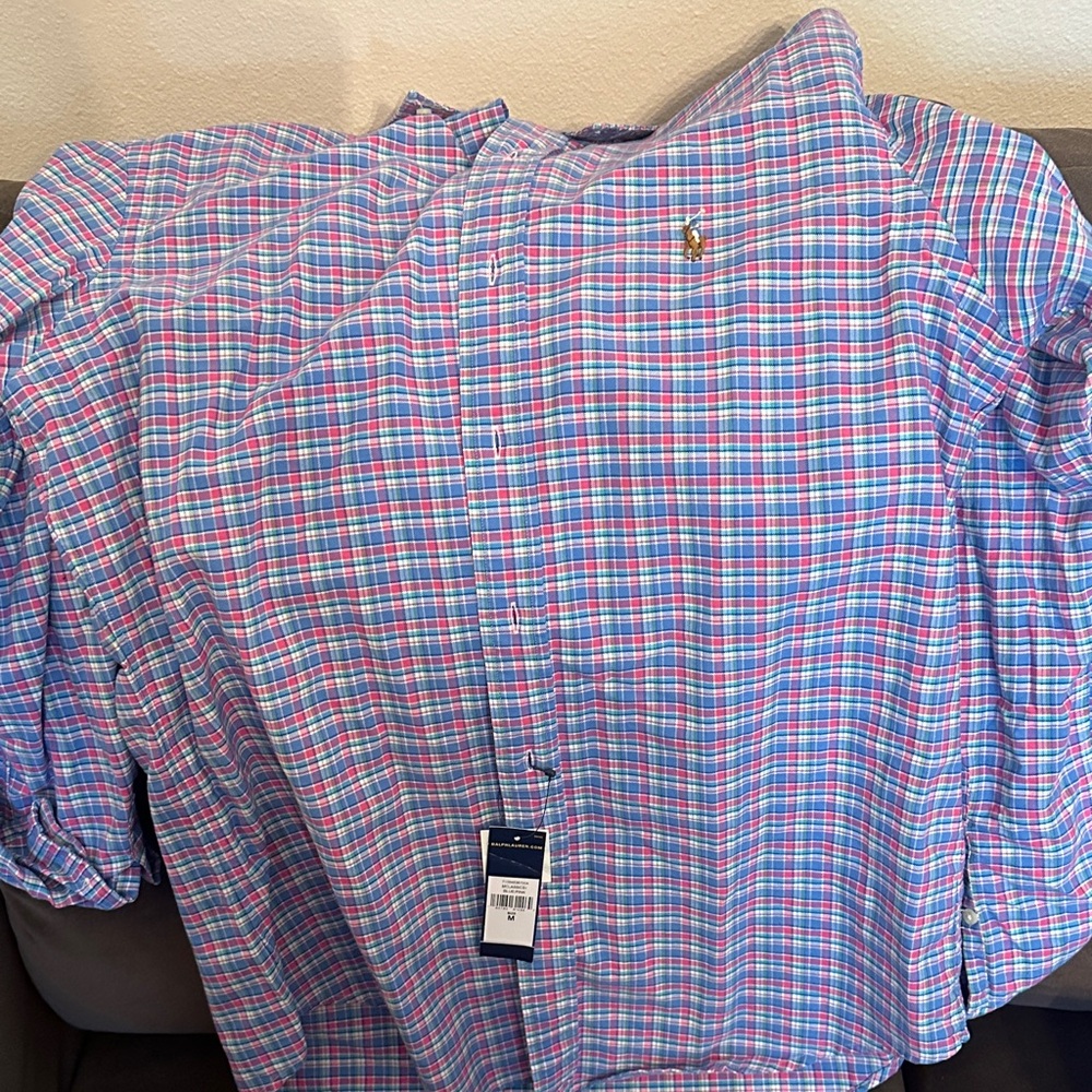 Men's Plaid Shirt - Blue and Pink